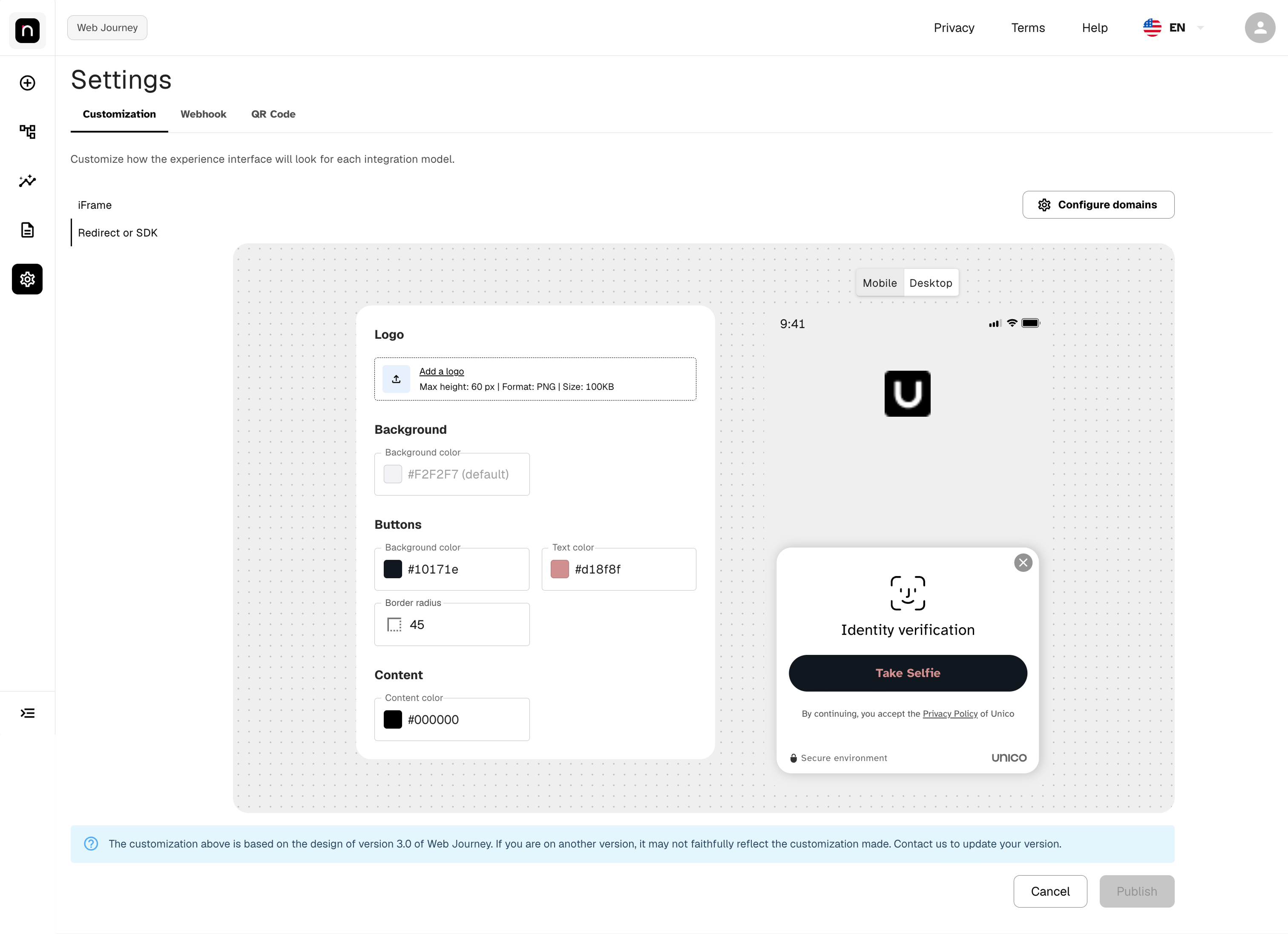 Add a logo field, with the format, height, and size requirements
